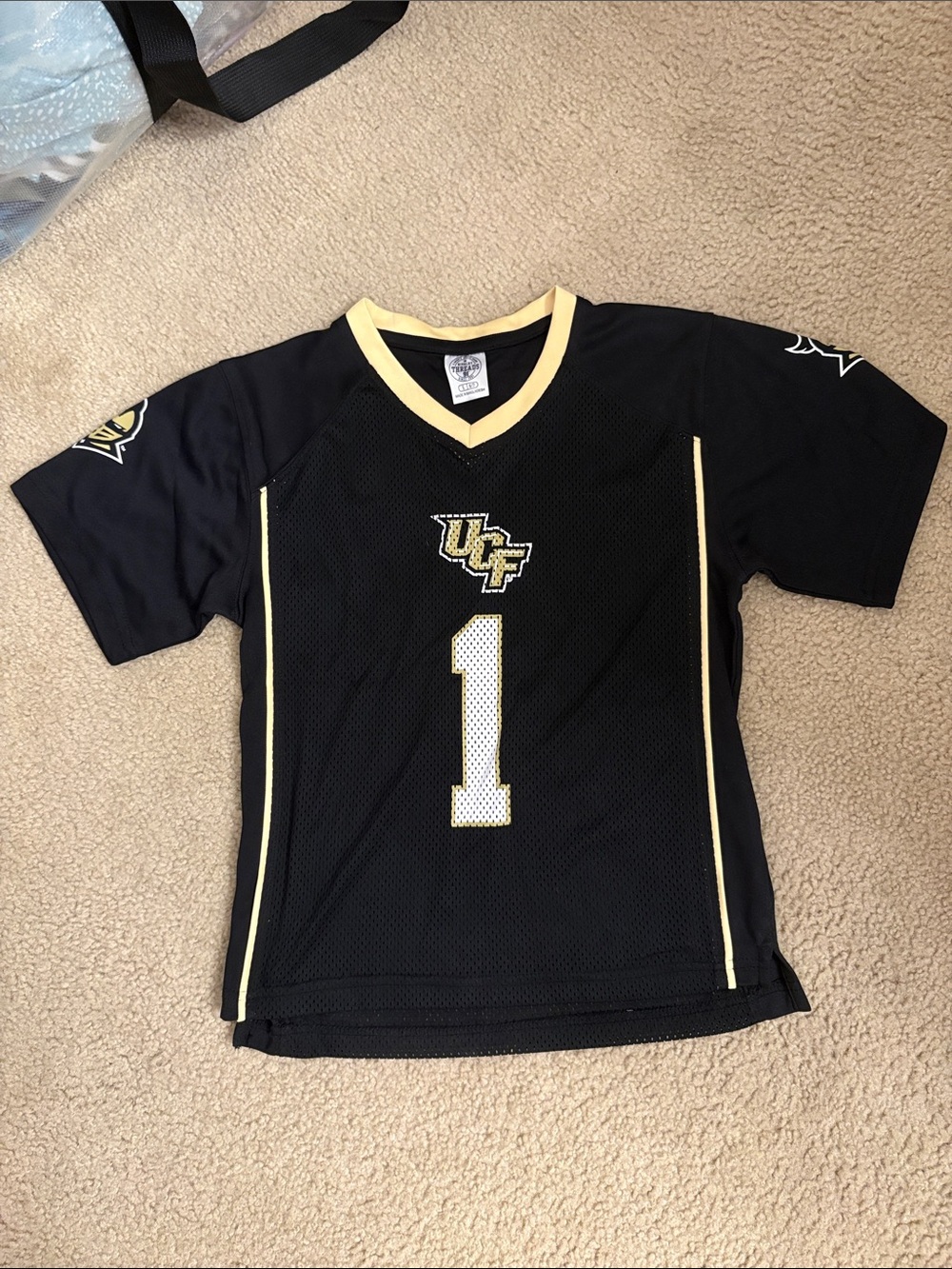 Rivalry Threads Kids Black and Gold Football Jersey #1